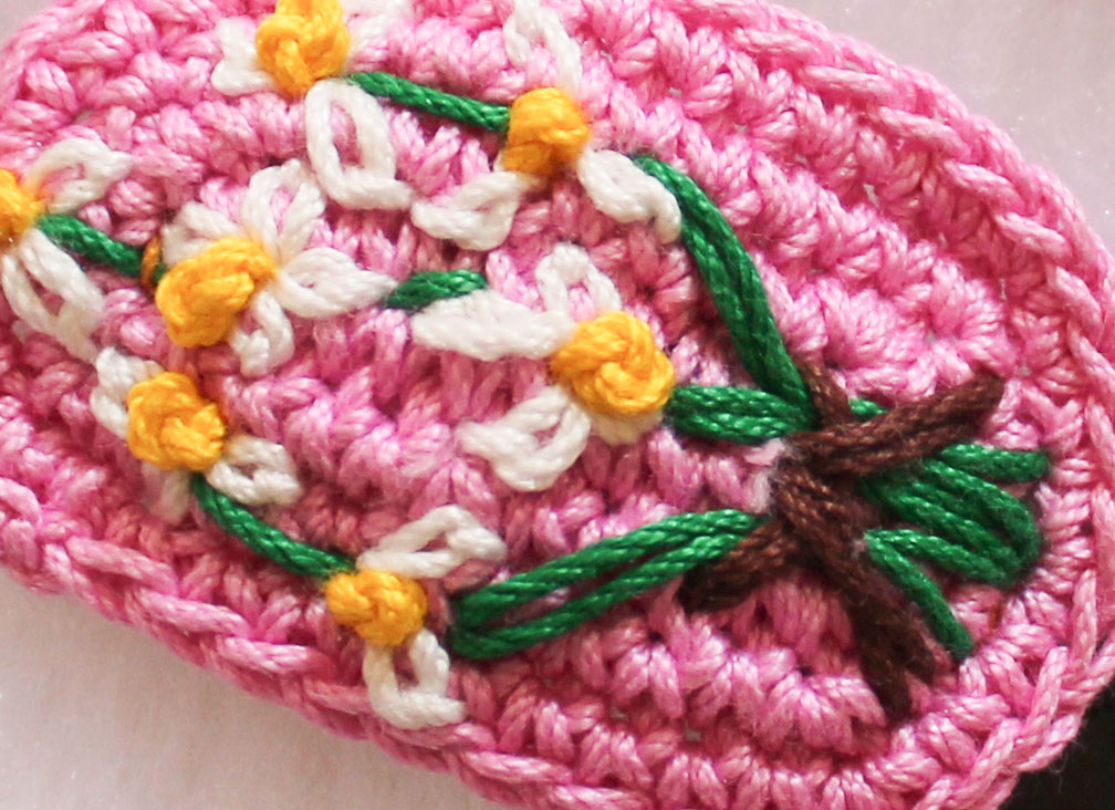 Woonie Crochet Embroidered Set of 2 Clips-Mauve