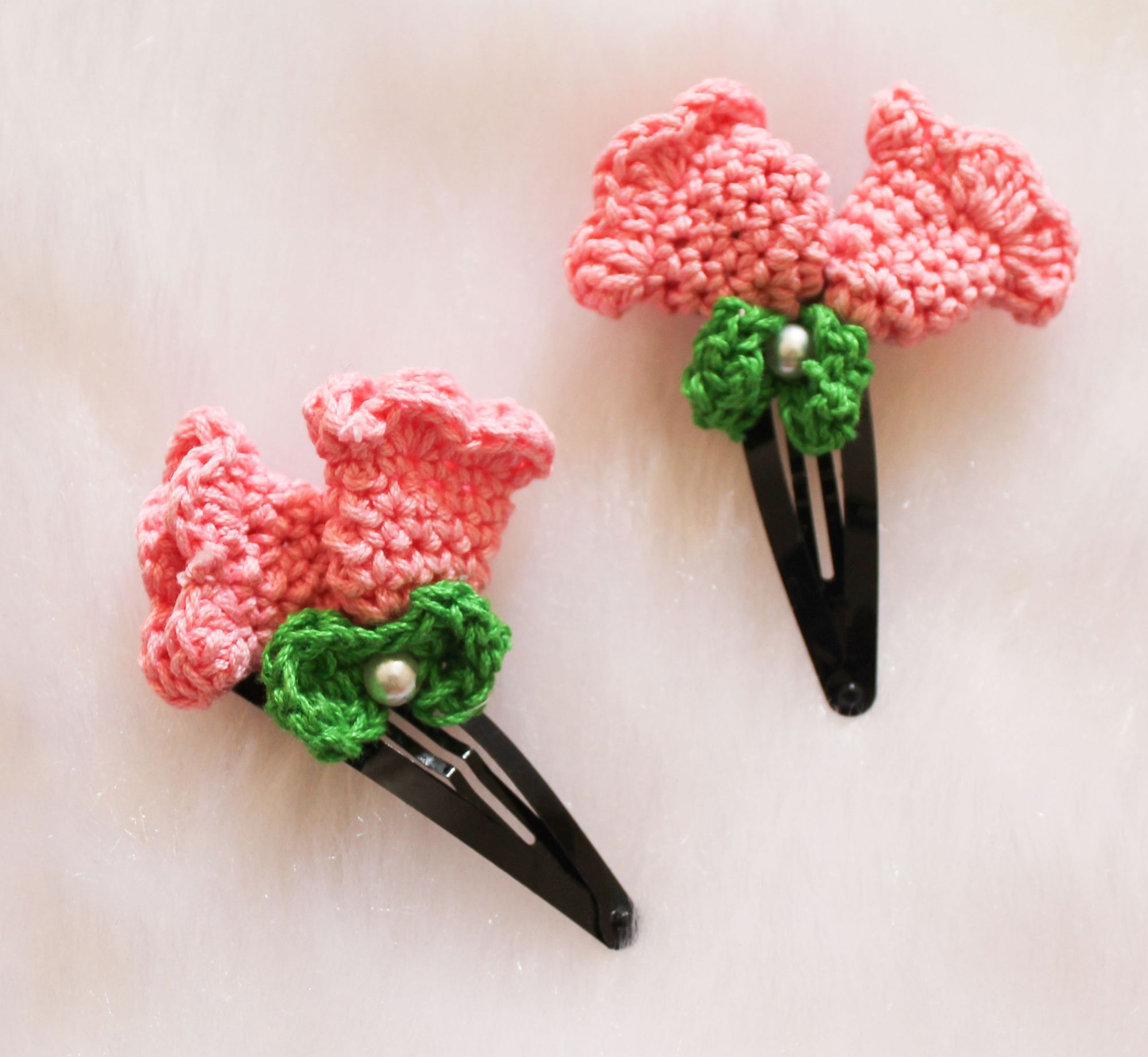 Woonie Handmade Tulip Flower Design Set of 2 Clips-Pink