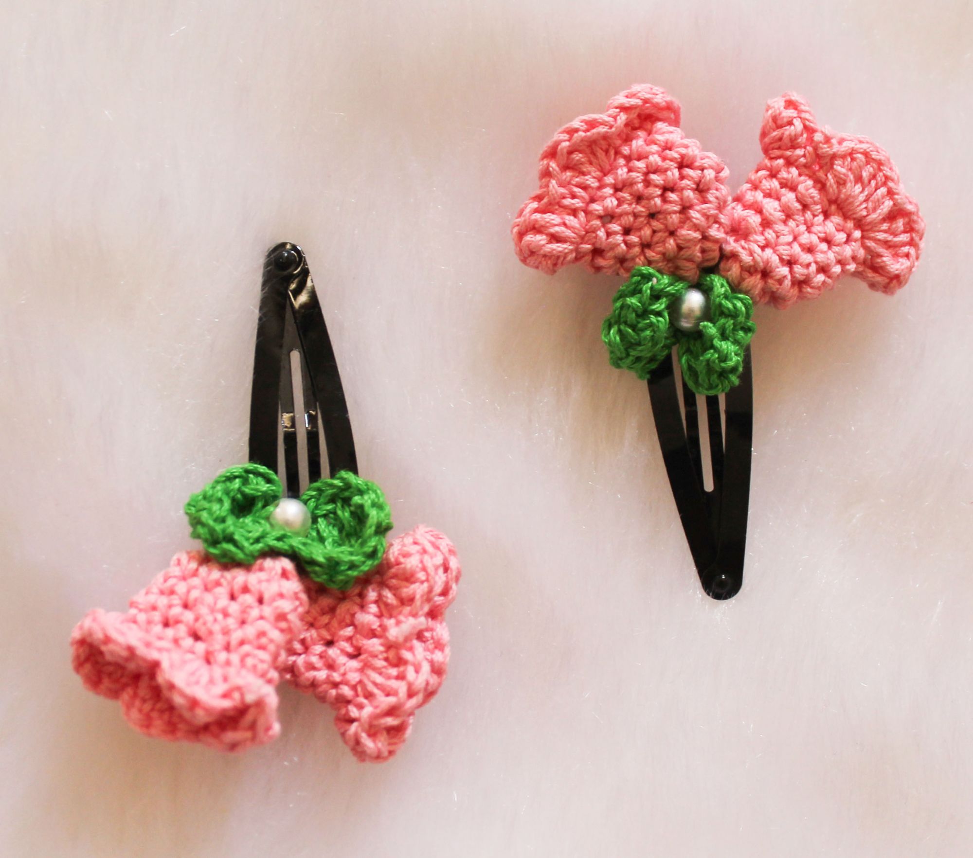 Woonie Handmade Tulip Flower Design Set of 2 Clips-Pink