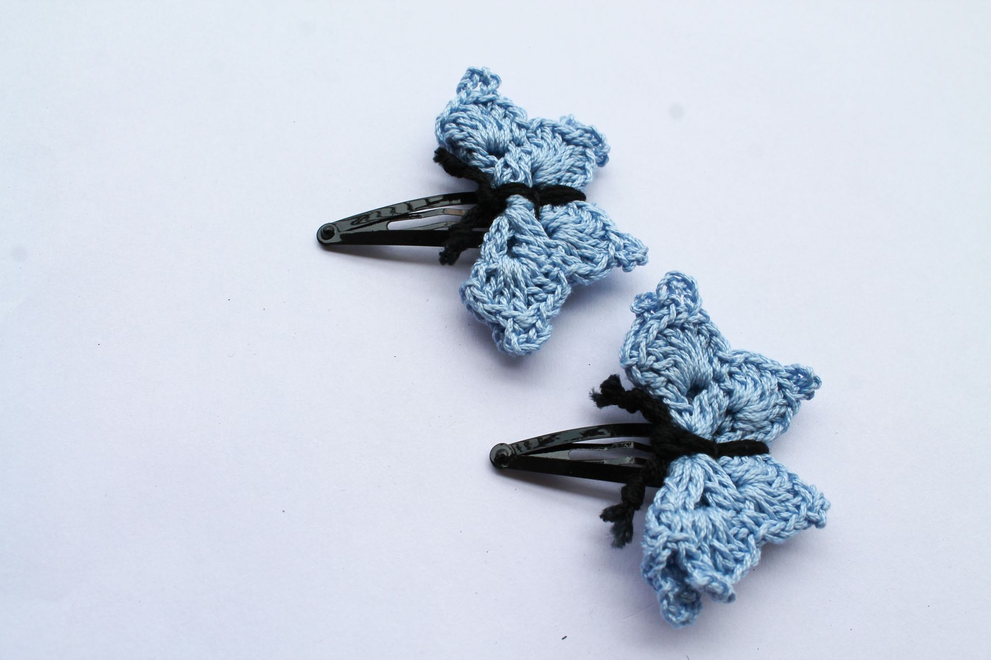 Handmade Crochet Butterfly Tic Tac Hair Pins for Girls -Sky blueWoonie