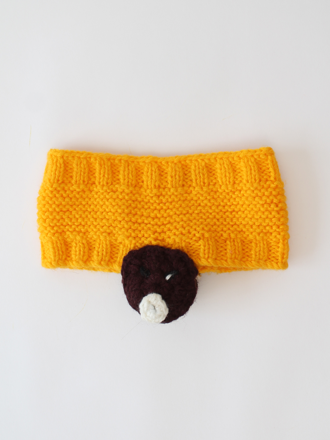 Woonie Bear Applique Knitted Headband - Yellow