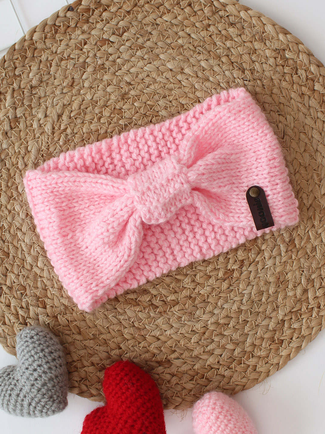 Woonie Bow Detailed Knitted Headband - Pink