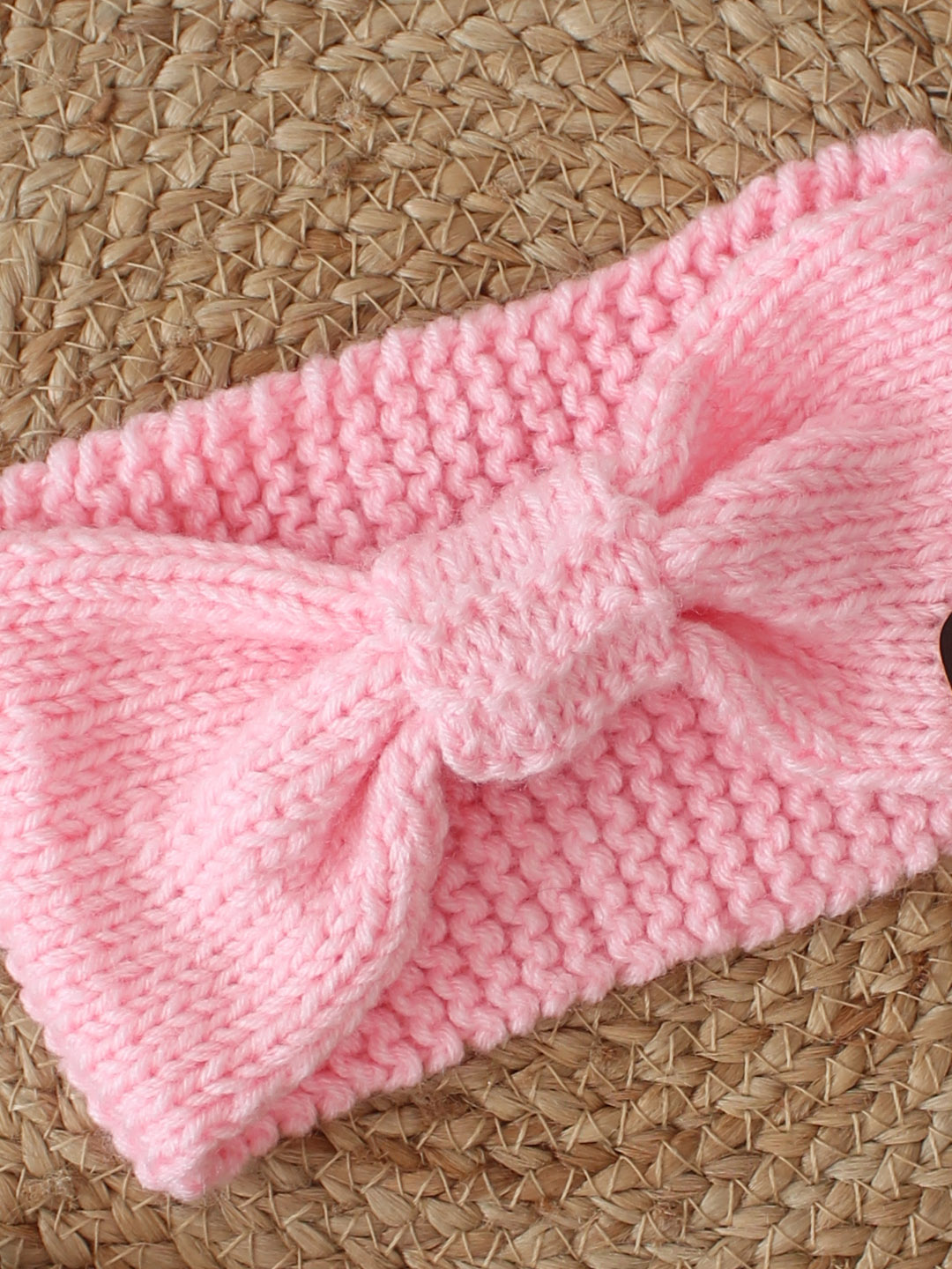 Woonie Bow Detailed Knitted Headband - Pink