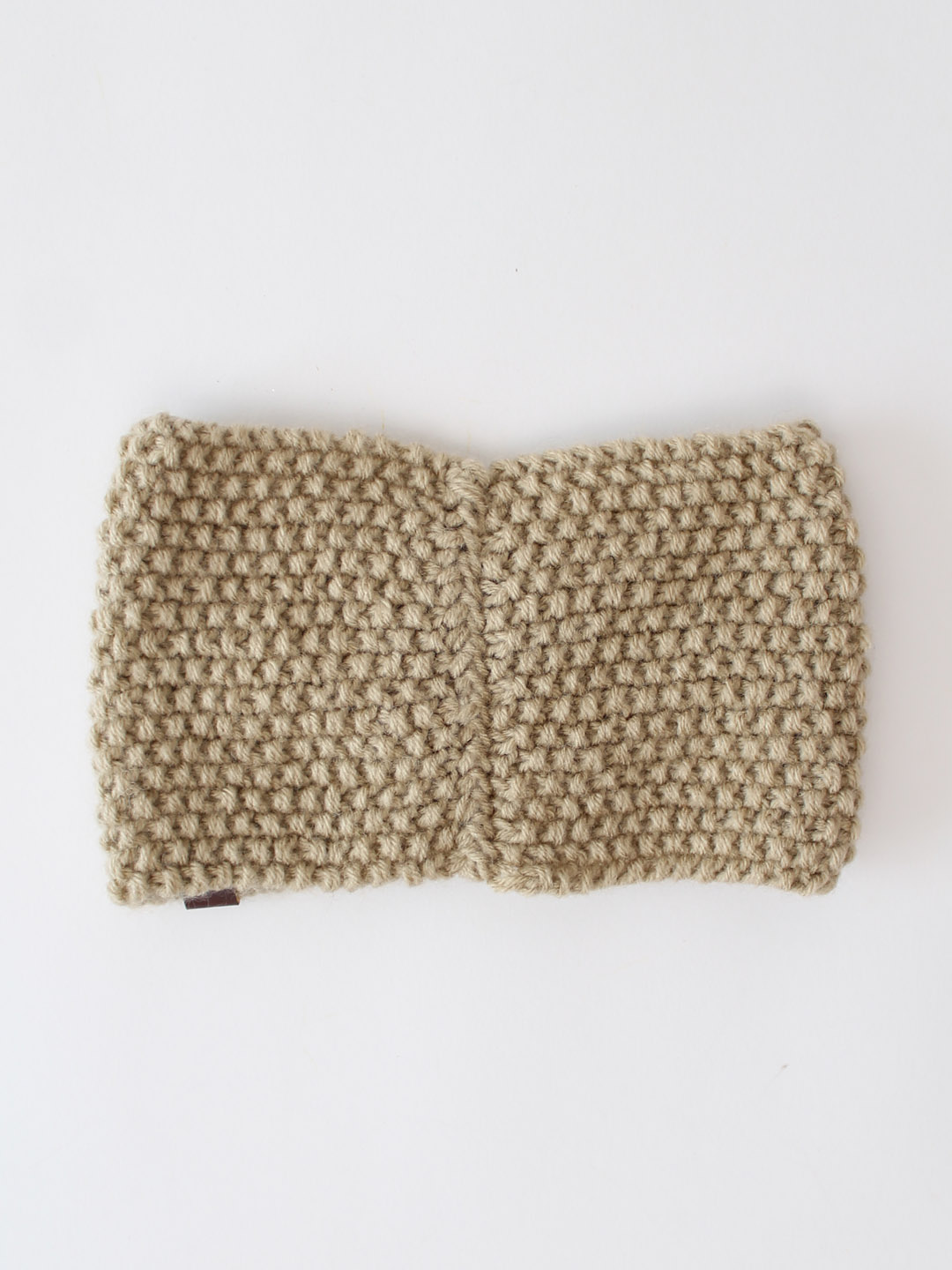 Woonie Cross Design Detailed Knitted Headband - Beige