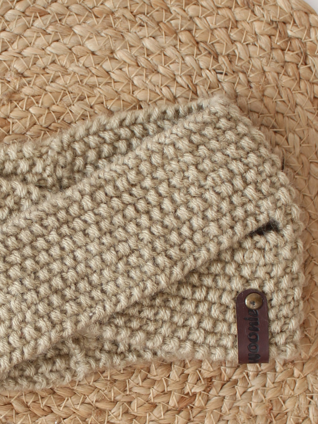 Woonie Cross Design Detailed Knitted Headband - Beige