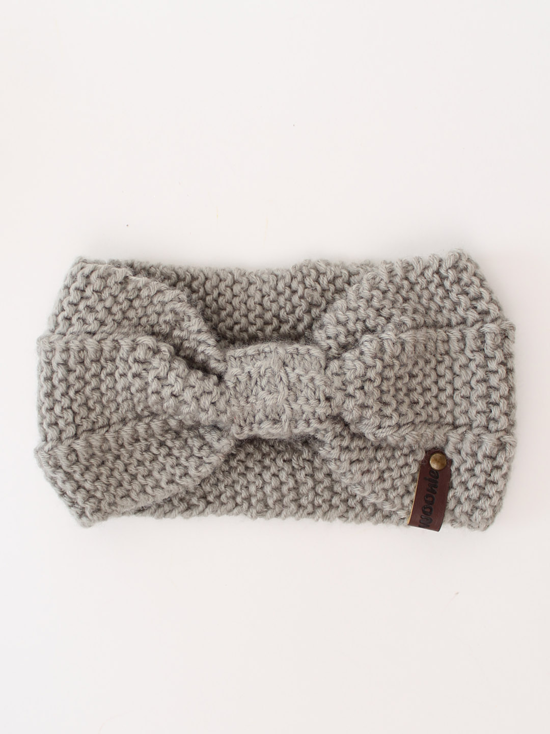 Woonie Bow Detailed Knitted Headband - Grey