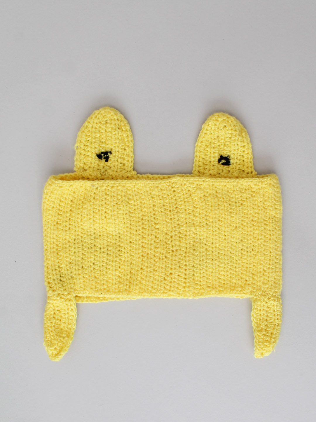 Woonie Knitted Headband With Bear Applique - Yellow