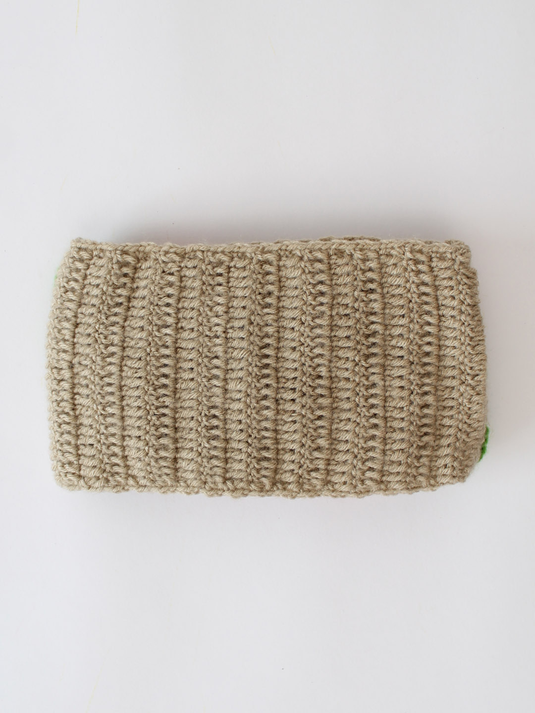 Woonie Knitted Floral Applique Detailed Headband - Beige