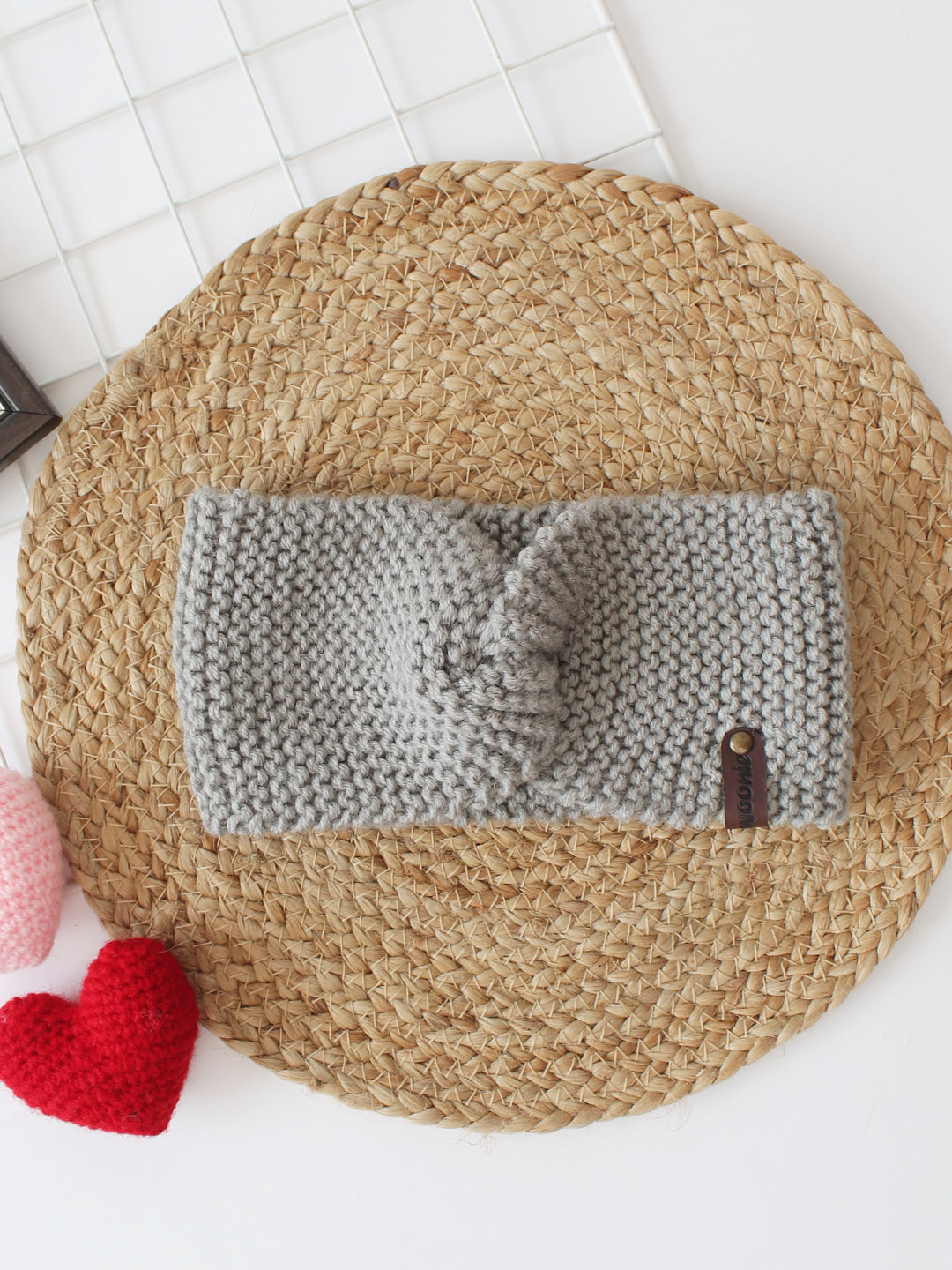 Woonie Knitted Twisted Headband -  Grey