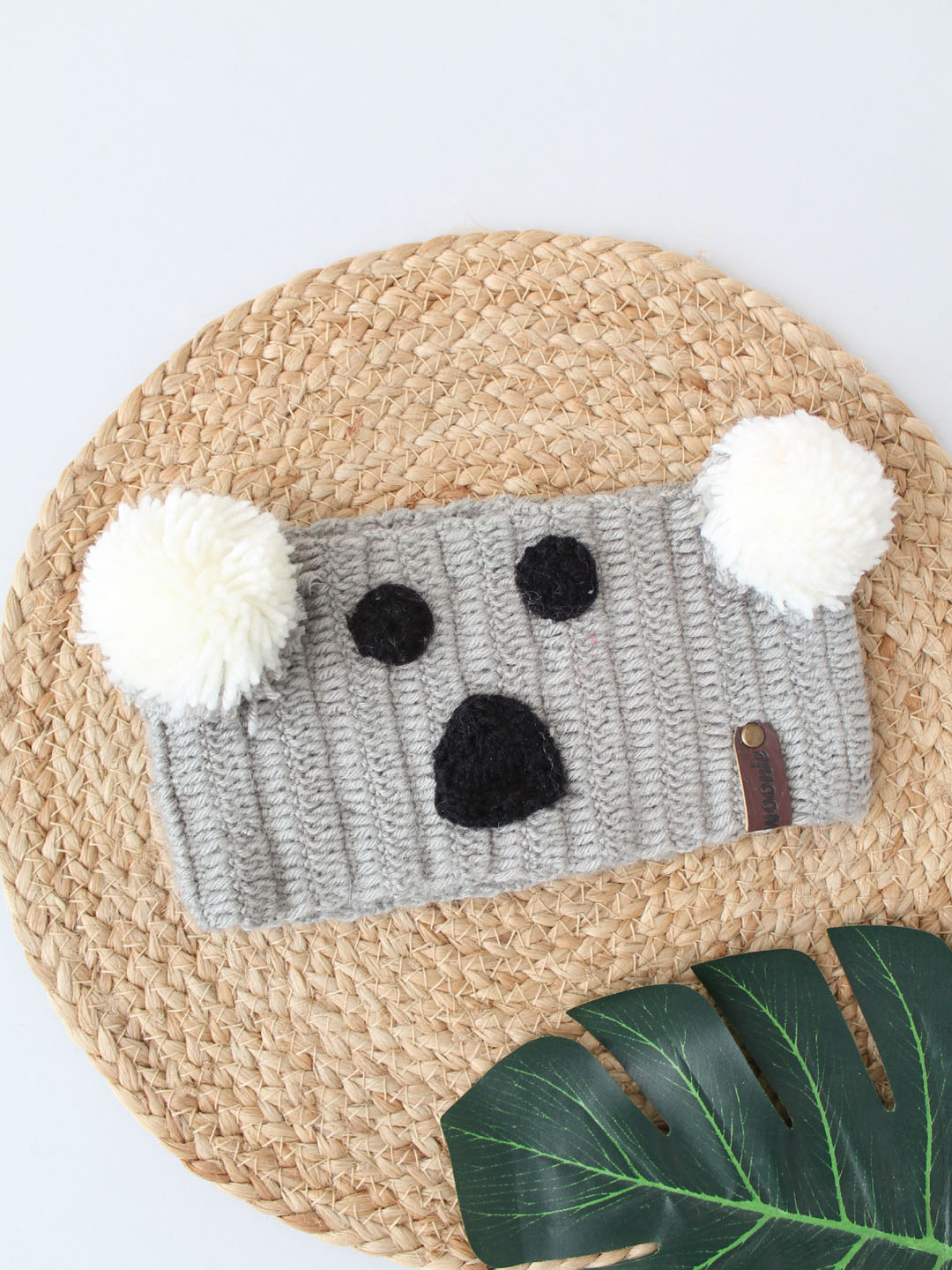 Woonie Knitted Bear Headband - Grey