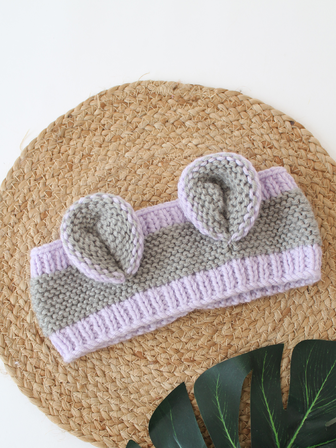 Woonie Ear Applique Detailed Knitted Headband - Grey