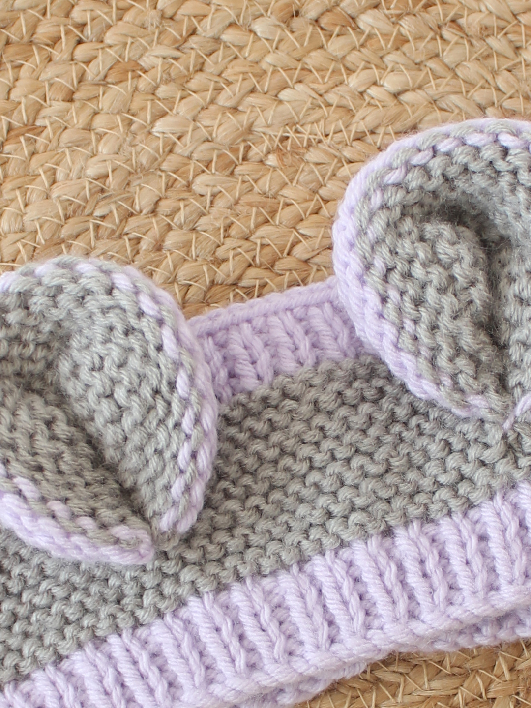 Woonie Ear Applique Detailed Knitted Headband - Grey