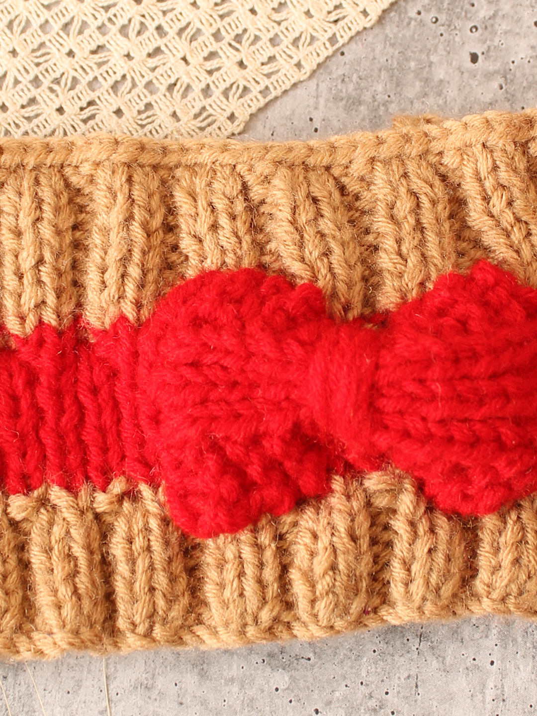 Woonie Handknitted Bow Headband - Brown