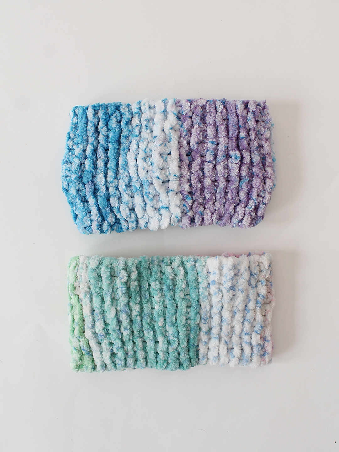 Woonie Set Of 2 Twisted Hand Knitted Tie & Dye Headbands - Blue & Multicolor