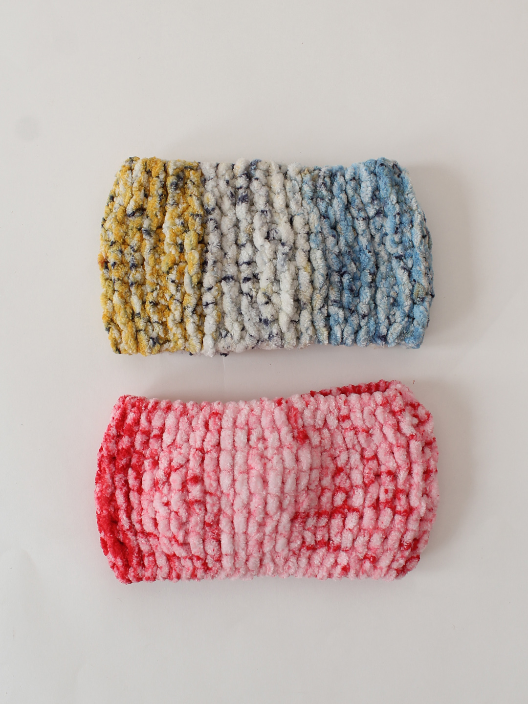 Woonie Set Of 2 Twisted Hand Knitted Tie & Dye Headbands - Red & Multicolor