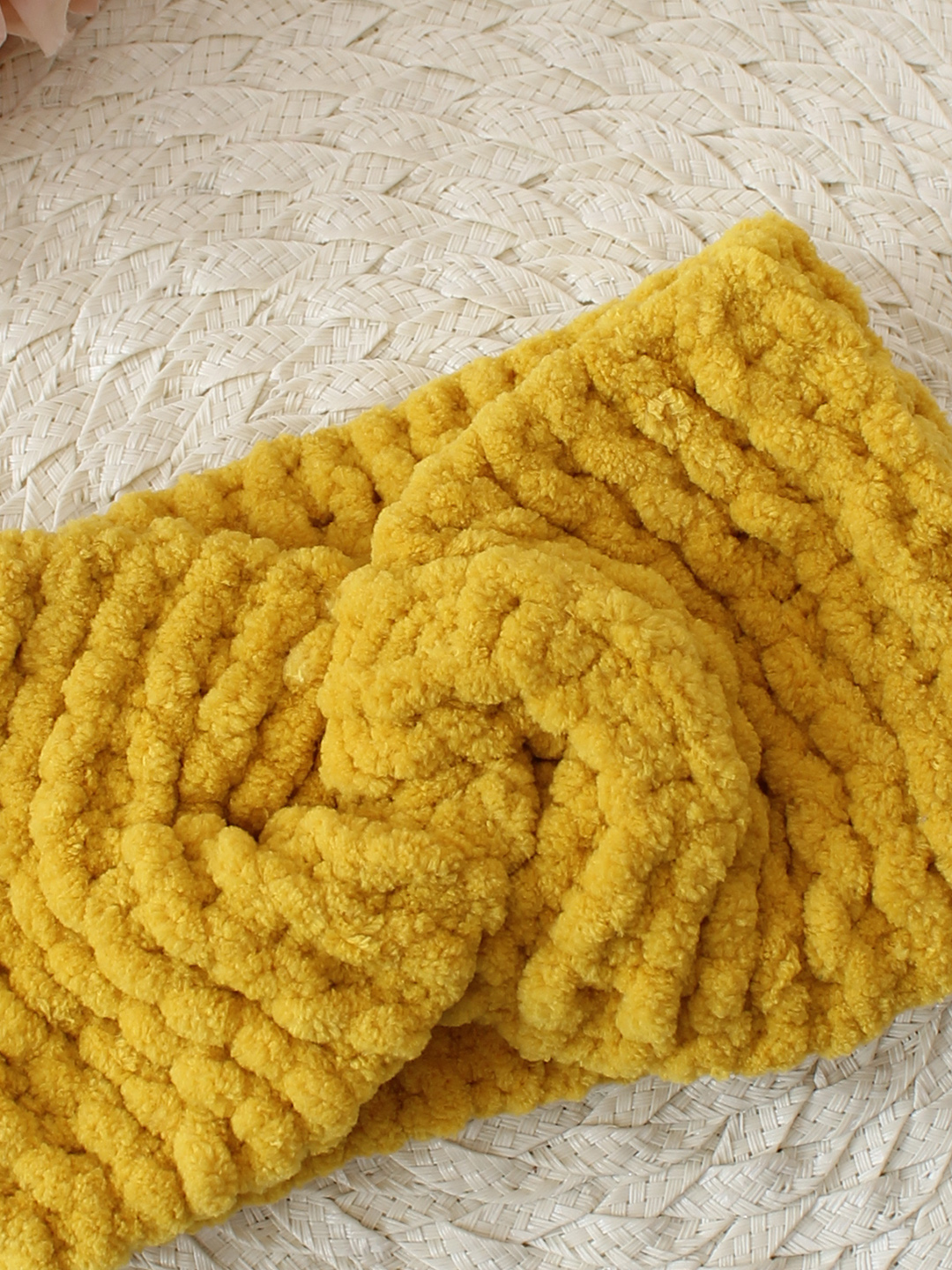 Woonie Hand Knitted Twisted Headband - Yellow