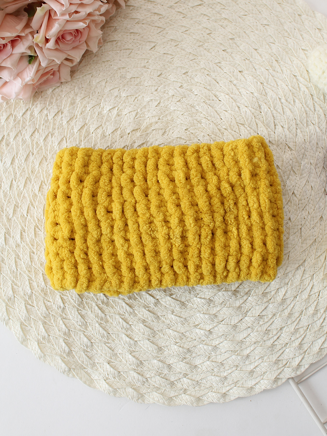 Woonie Hand Knitted Twisted Headband - Yellow