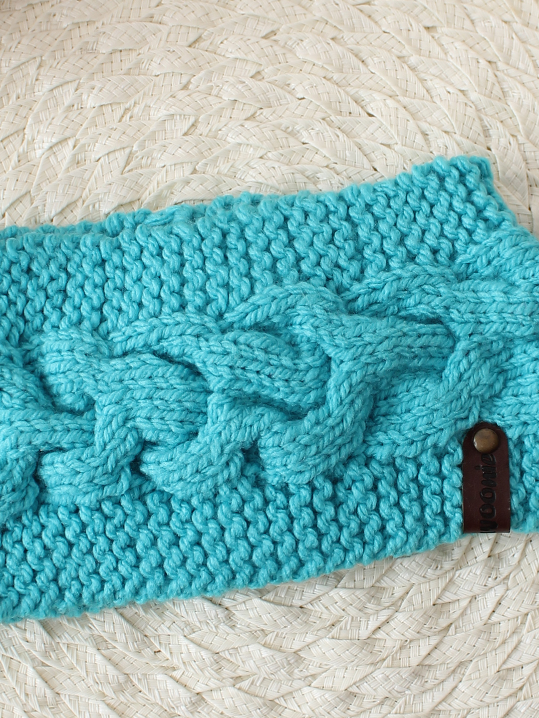 Woonie Handknitted Cable Detail Headband - Blue