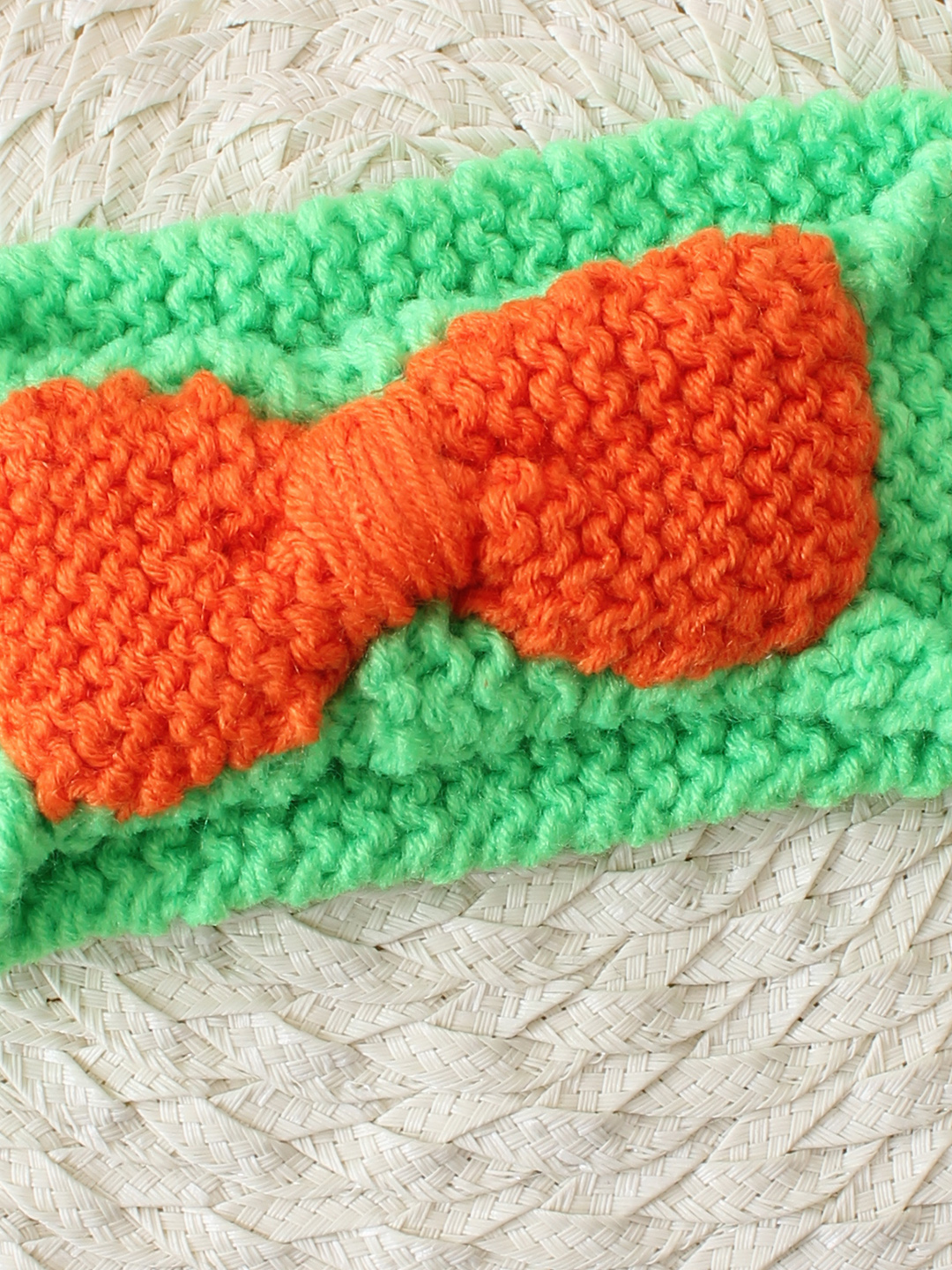 Woonie Hand Knitted Bow Designed Crochet Headband - Green