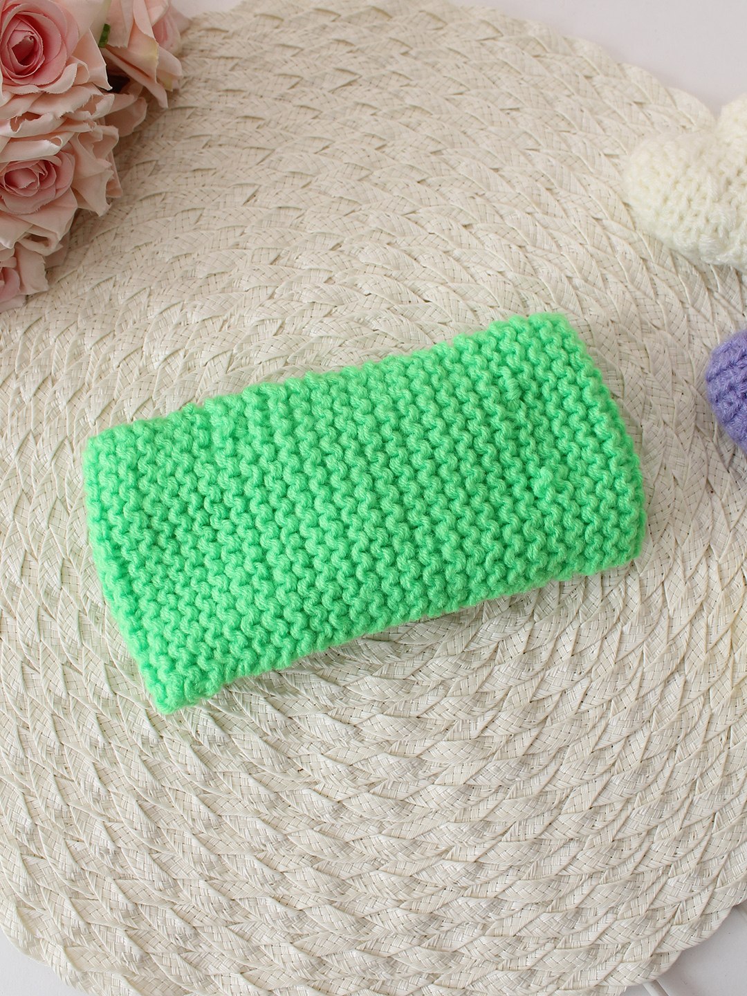 Woonie Hand Knitted Bow Designed Crochet Headband - Green