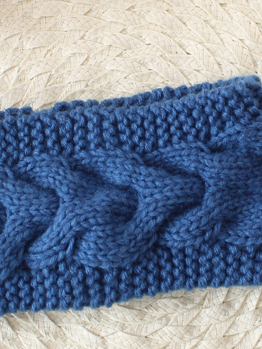 Woonie Handknitted Cable Knit Headband - Blue
