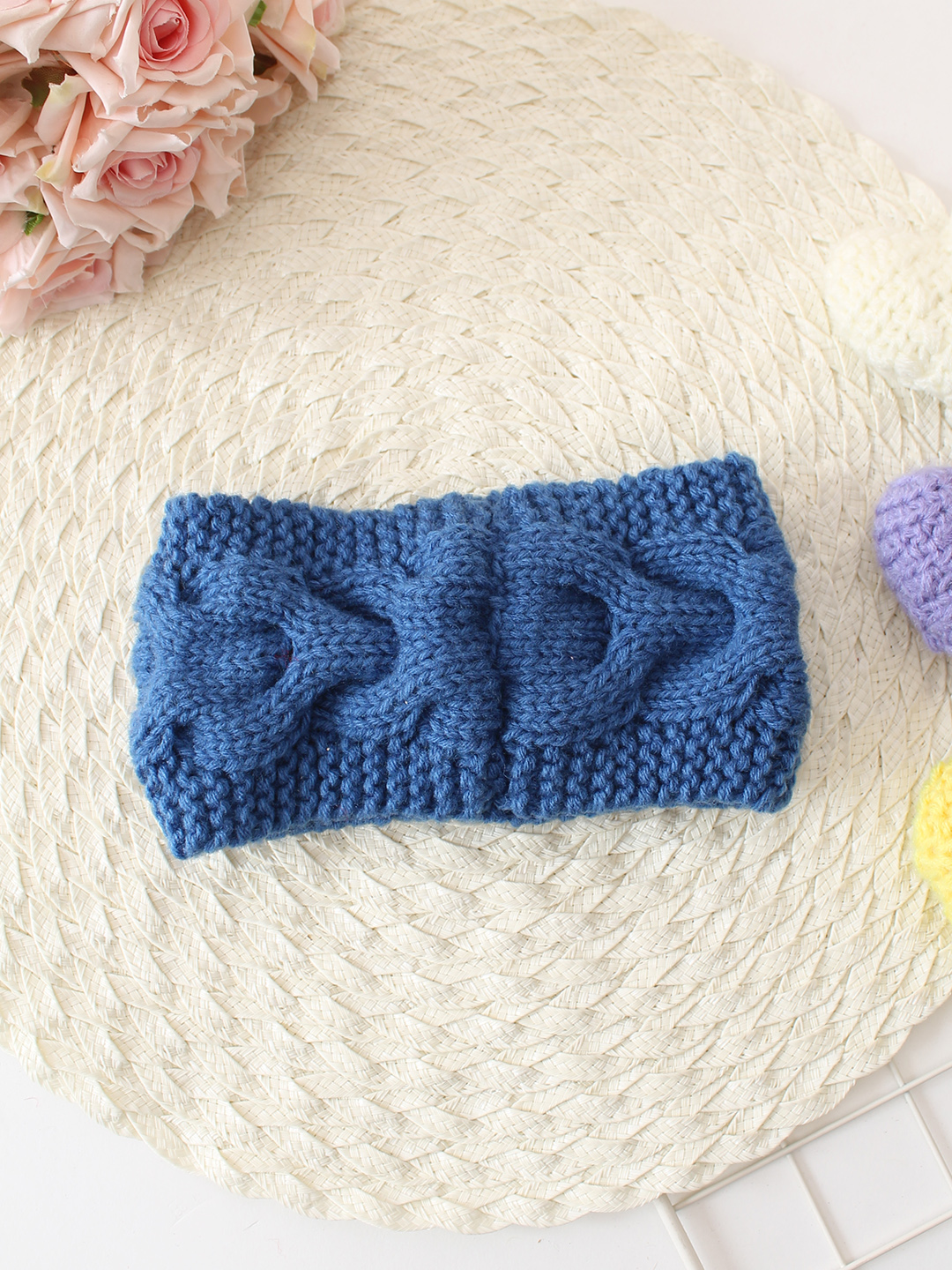 Woonie Handknitted Cable Knit Headband - Blue
