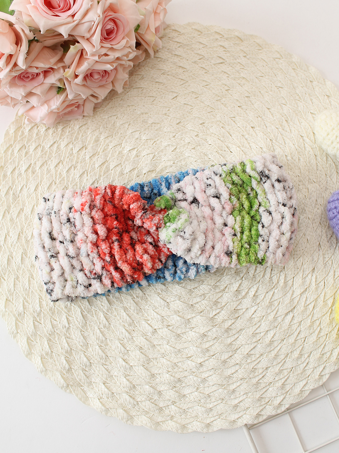 Woonie Hand Knitted Twisted Designed Tie Dye Crochet Headband - Multicolor