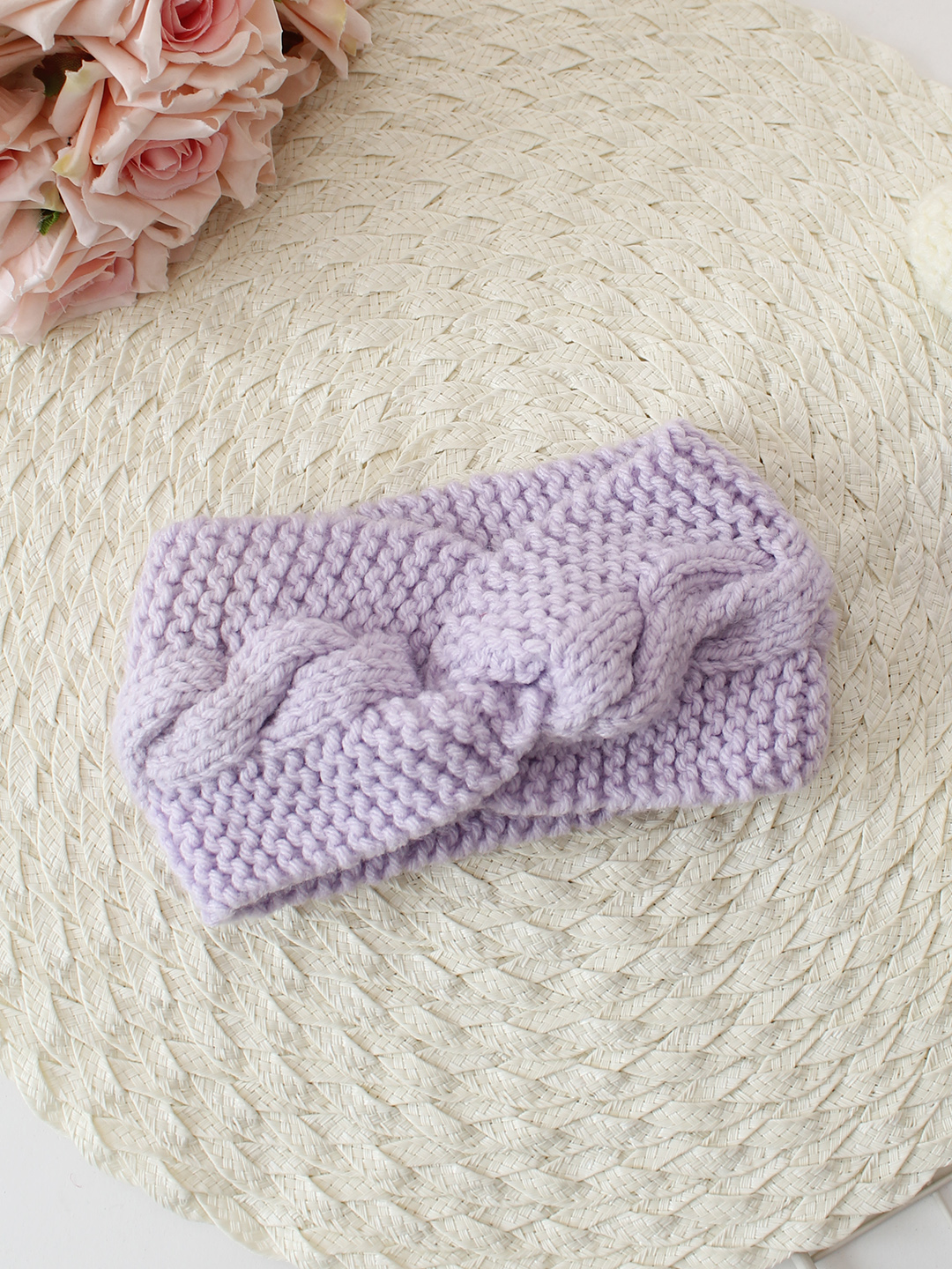 Woonie Handknitted Cable Knit Designed Headband - Lavender