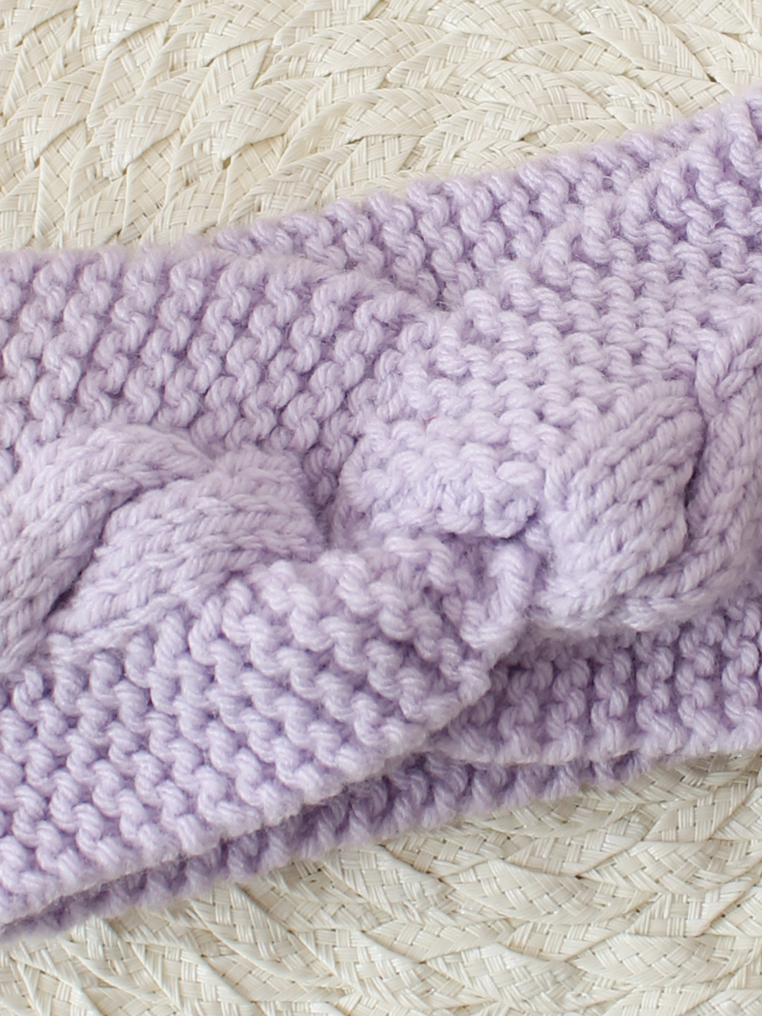 Woonie Handknitted Cable Knit Designed Headband - Lavender