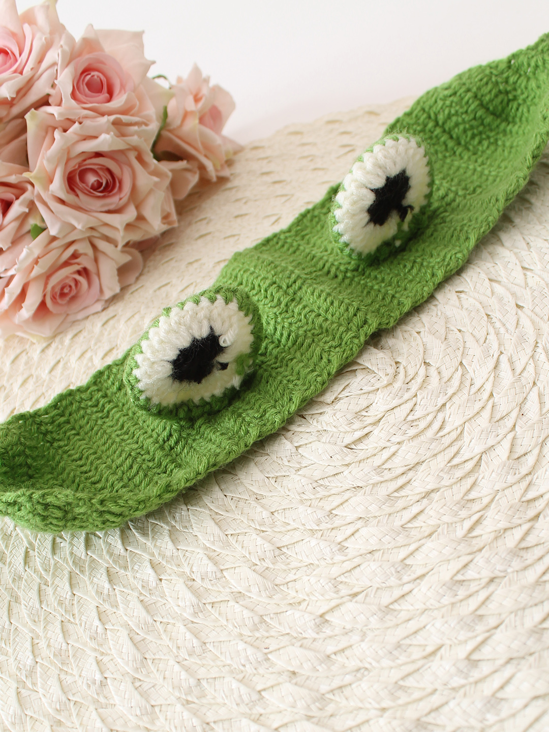 Woonie Handmade Frog Eyes Detailed Headband - Green