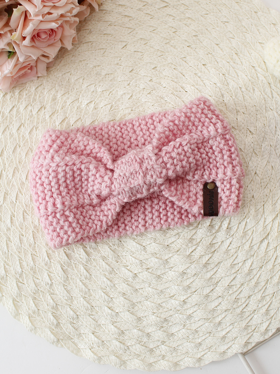 Woonie Handknitted Bow Designed Headband - Pink