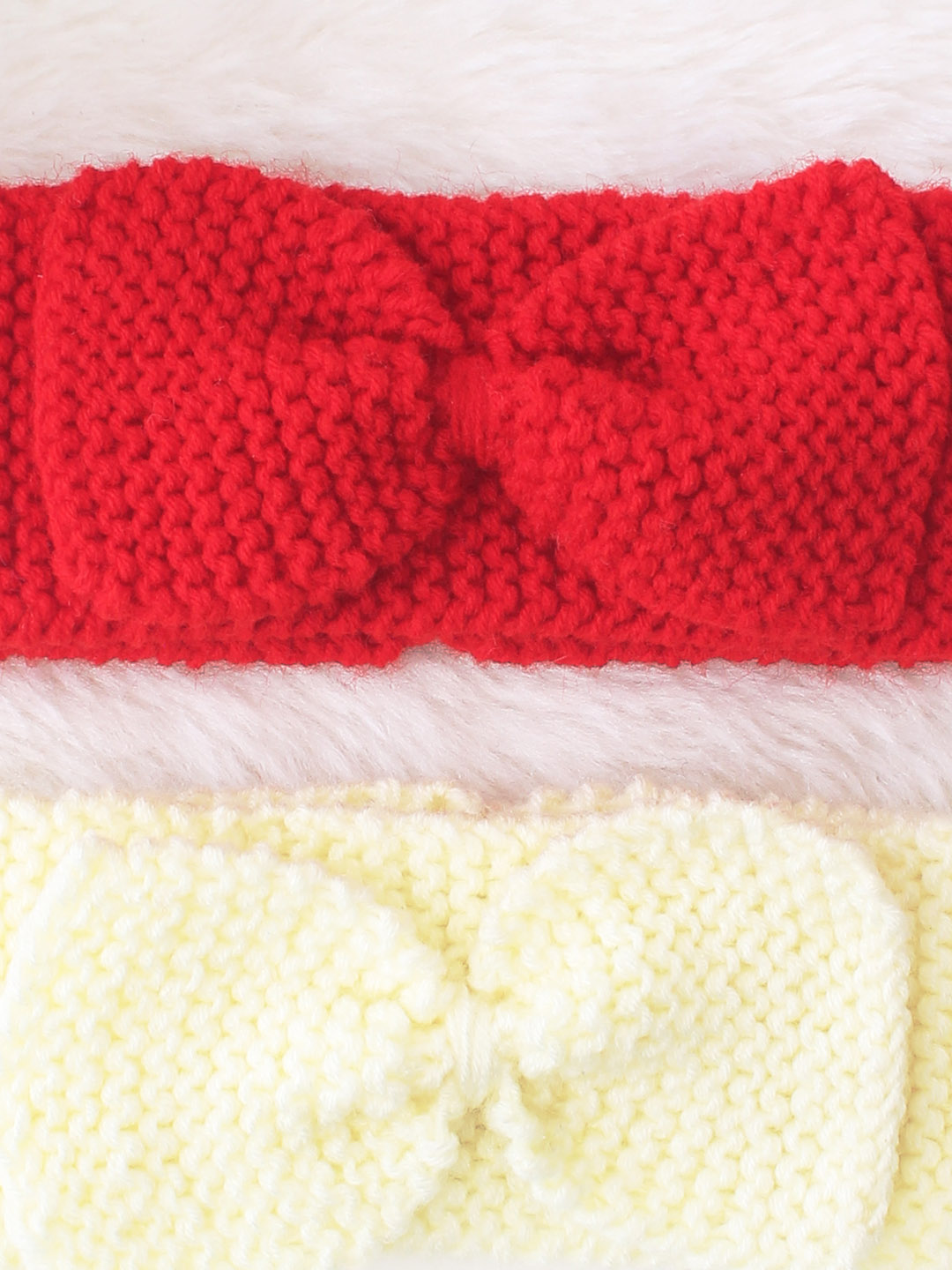 Woonie Pack of 2 Bow Headband - Red and Cream