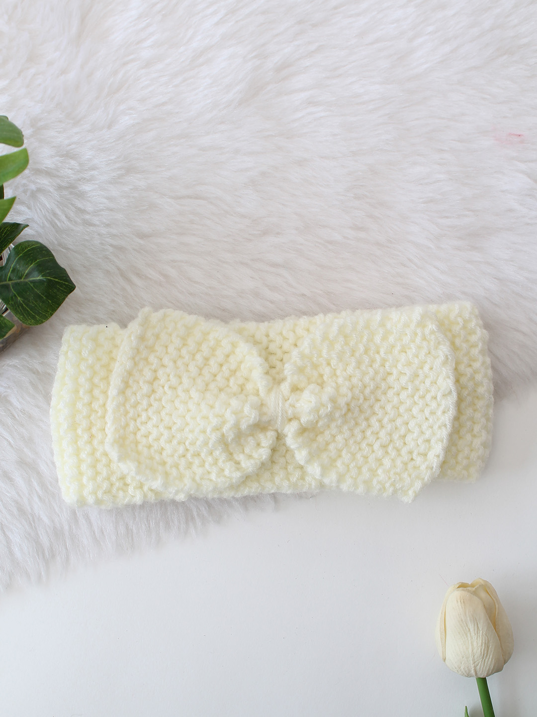 Woonie Handknitted Bow Headband - Cream