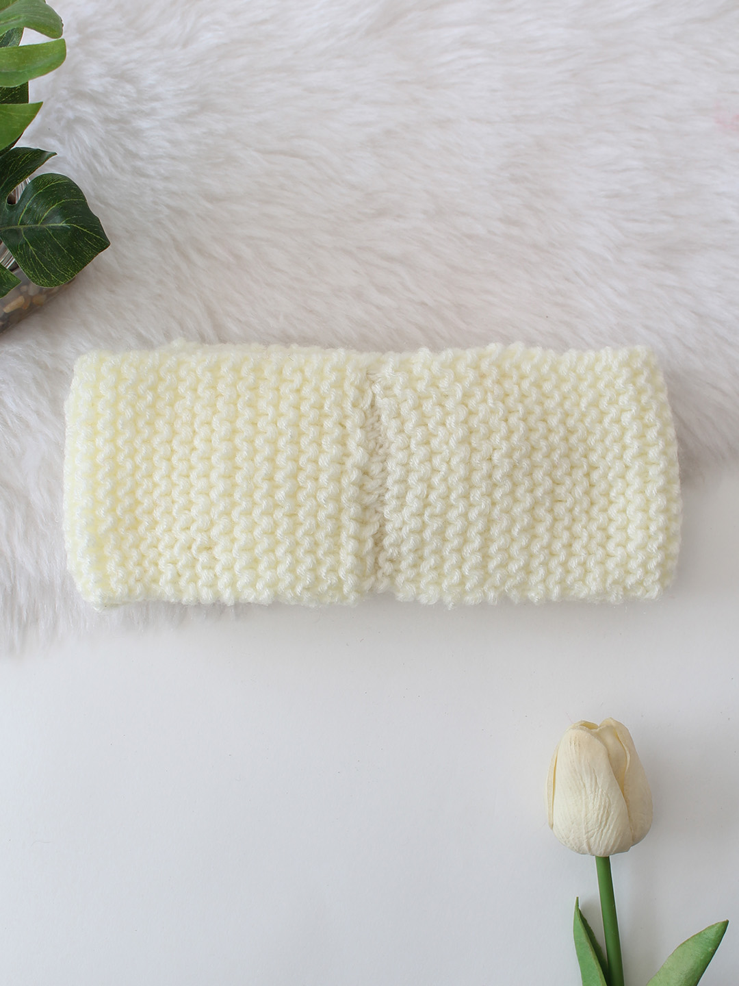 Woonie Handknitted Bow Headband - Cream