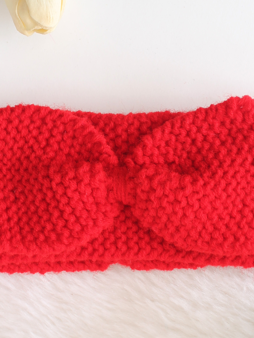 Woonie Handknitted Bow Headband - Red