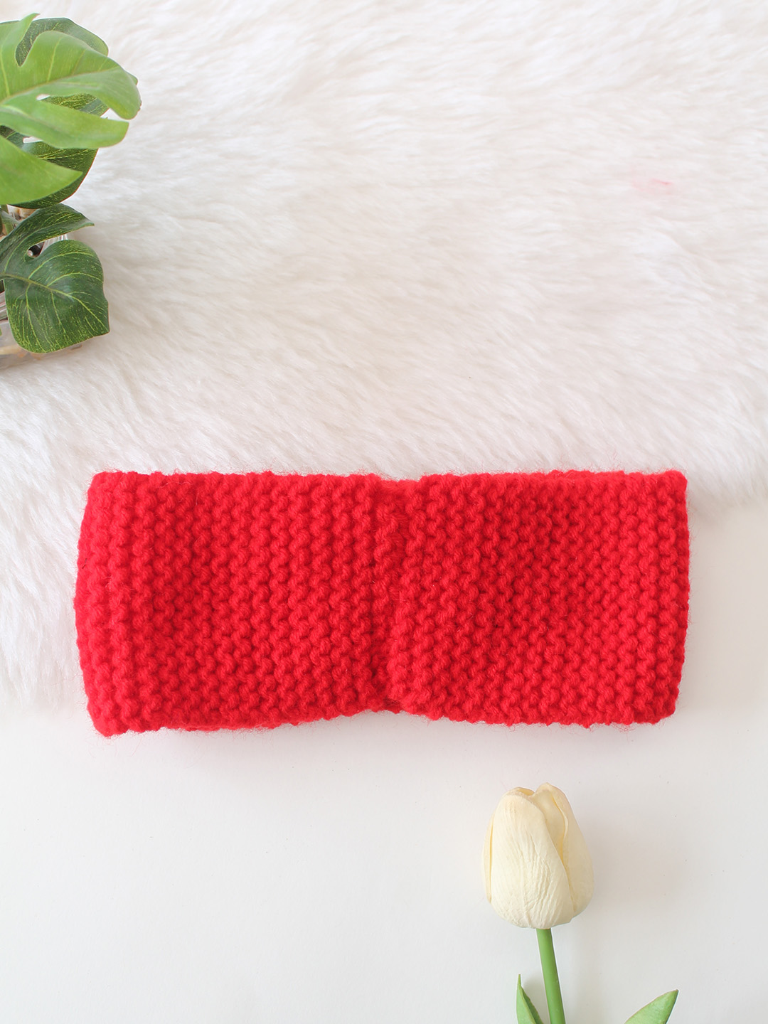 Woonie Handknitted Bow Headband - Red