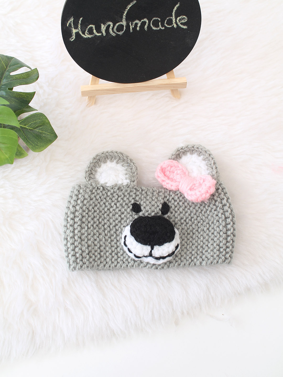 Woonie Bear Face Headband - Grey