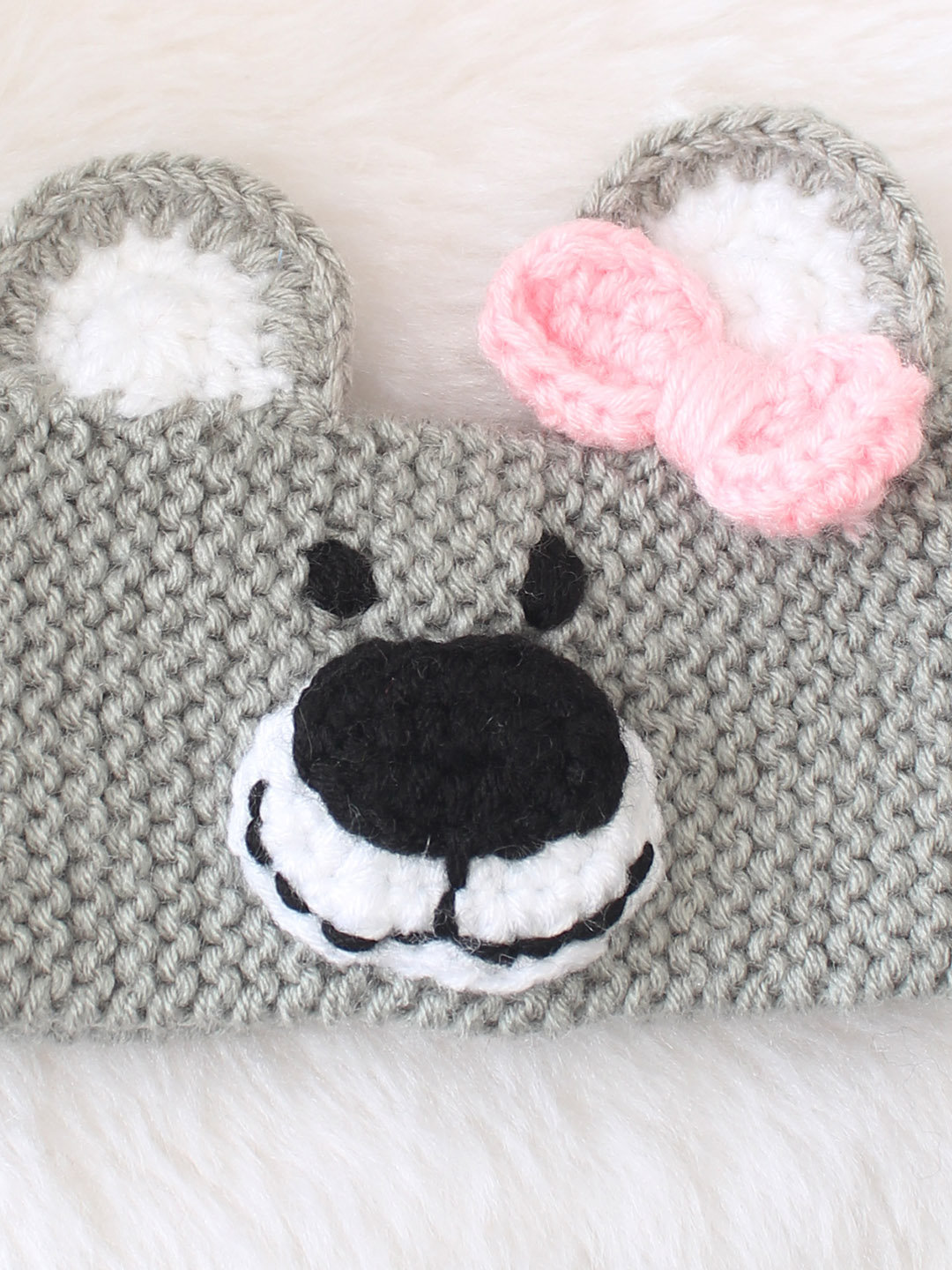 Woonie Bear Face Headband - Grey