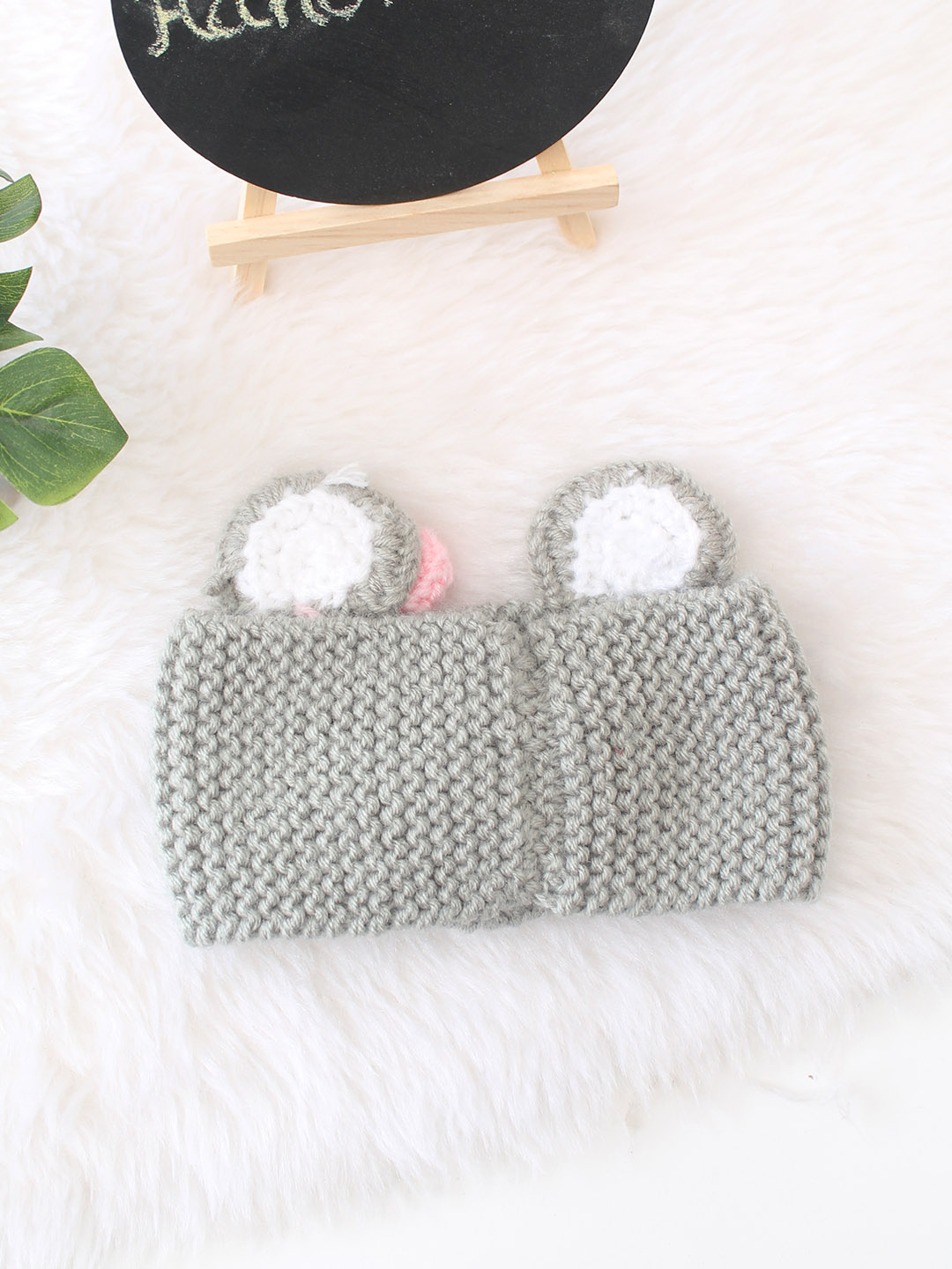 Woonie Bear Face Headband - Grey