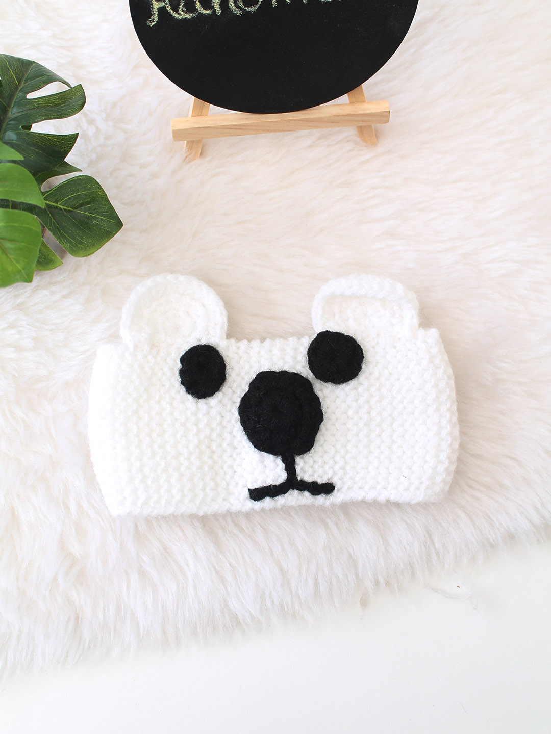 Woonie Polar Bear Face Headband - White