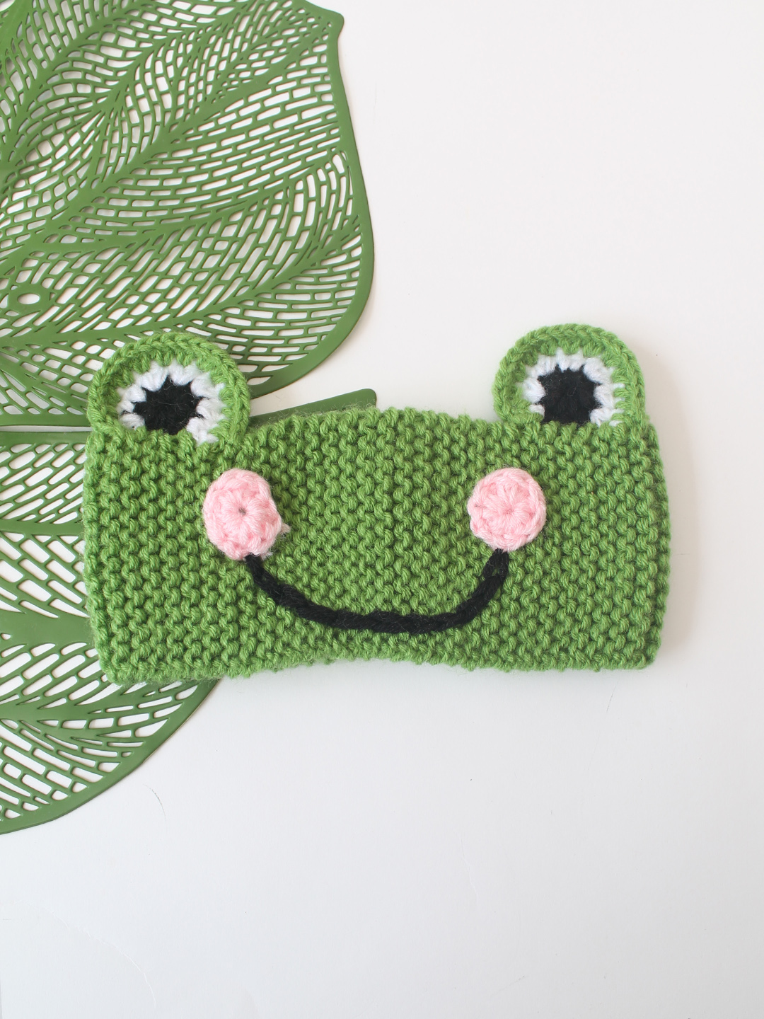 Woonie Frog Designed Handknitted Headband - Green