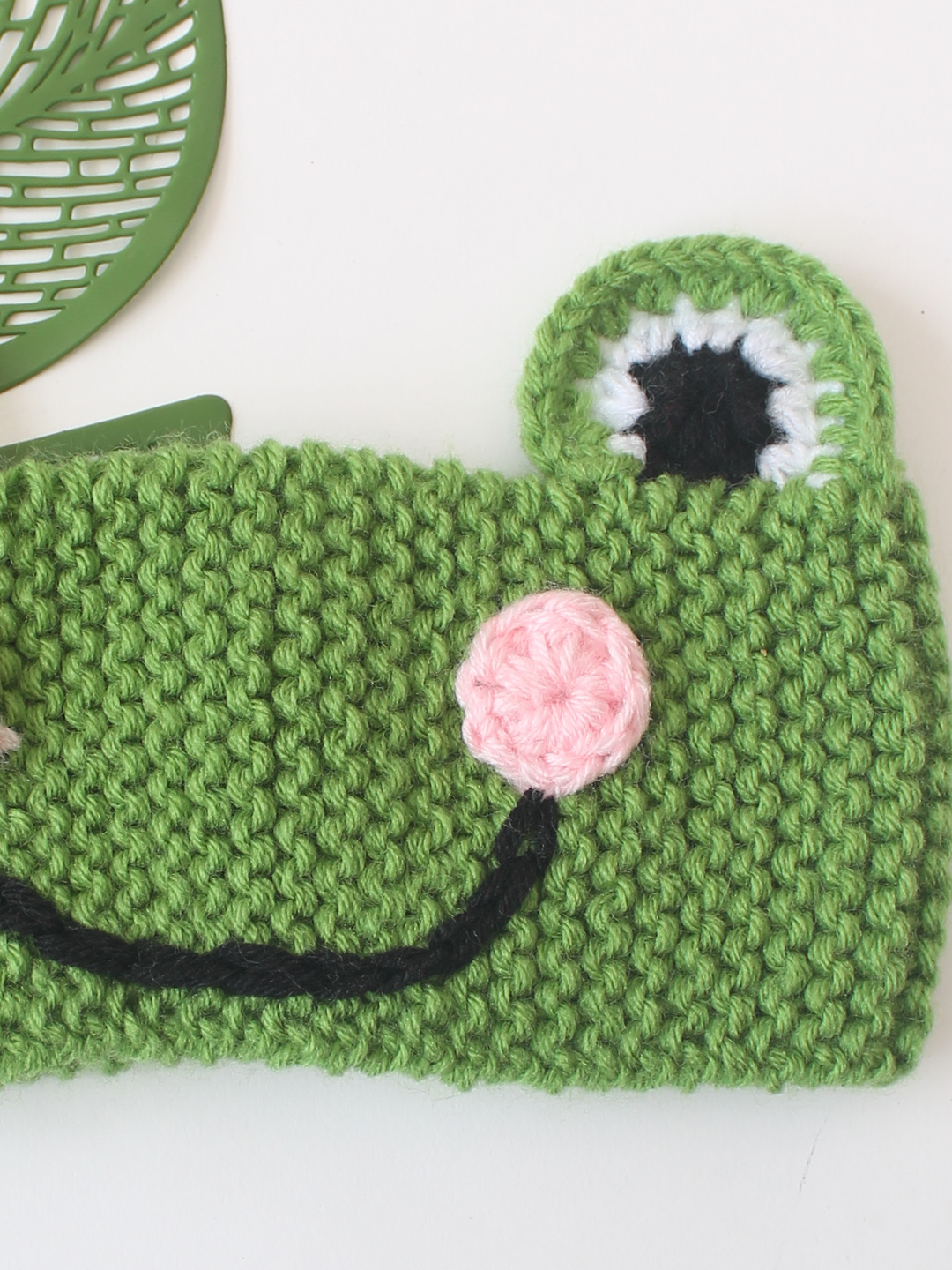 Woonie Frog Designed Handknitted Headband - Green