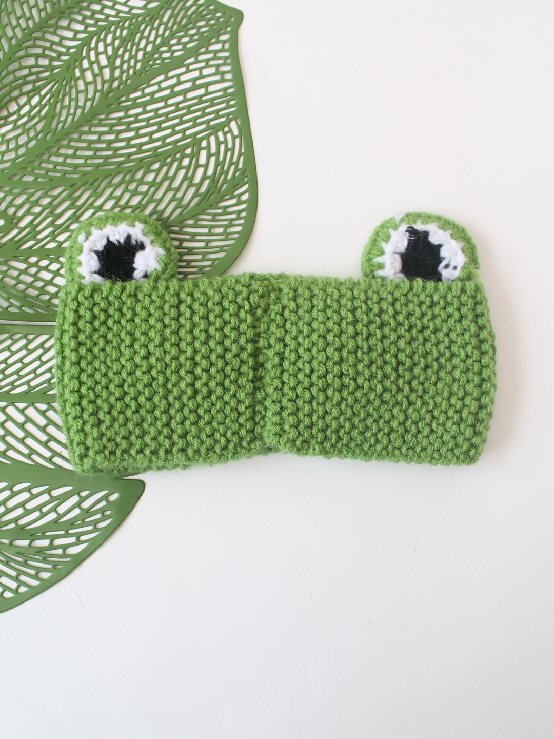 Woonie Frog Designed Handknitted Headband - Green