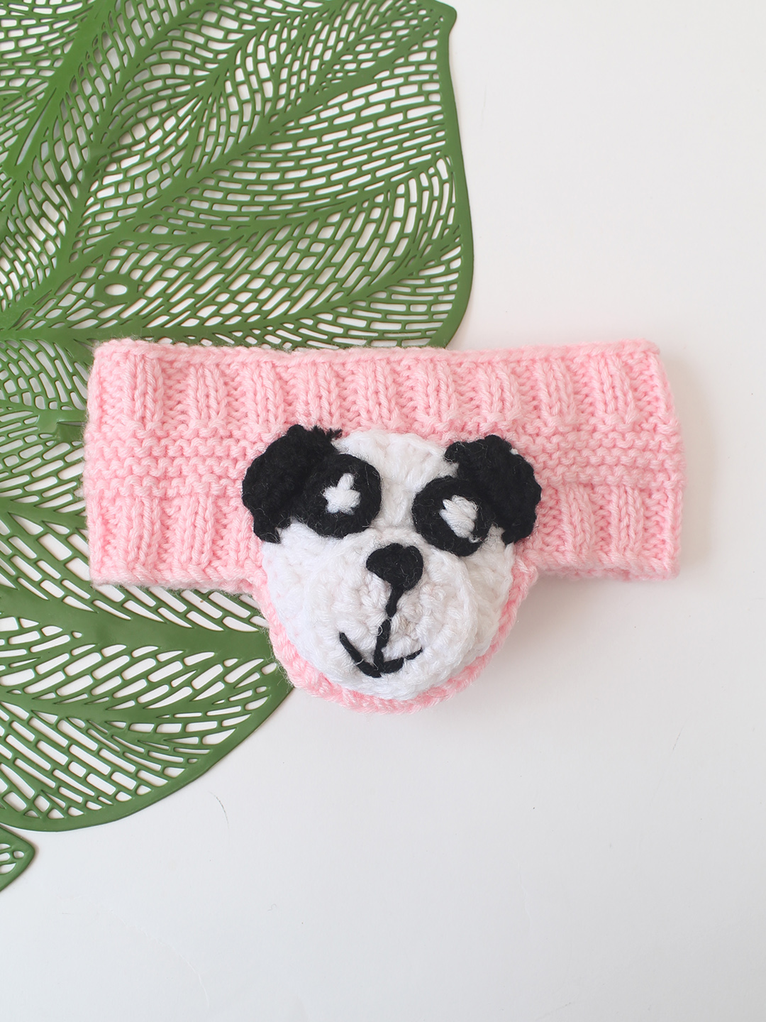 Woonie Panda Designed Handknitted Headband - Pink