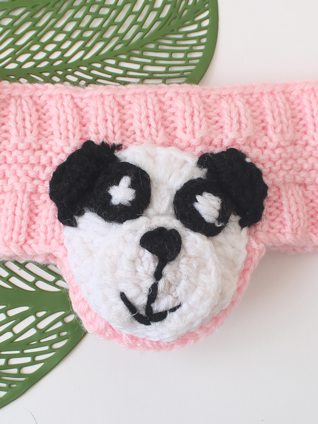 Woonie Panda Designed Handknitted Headband - Pink