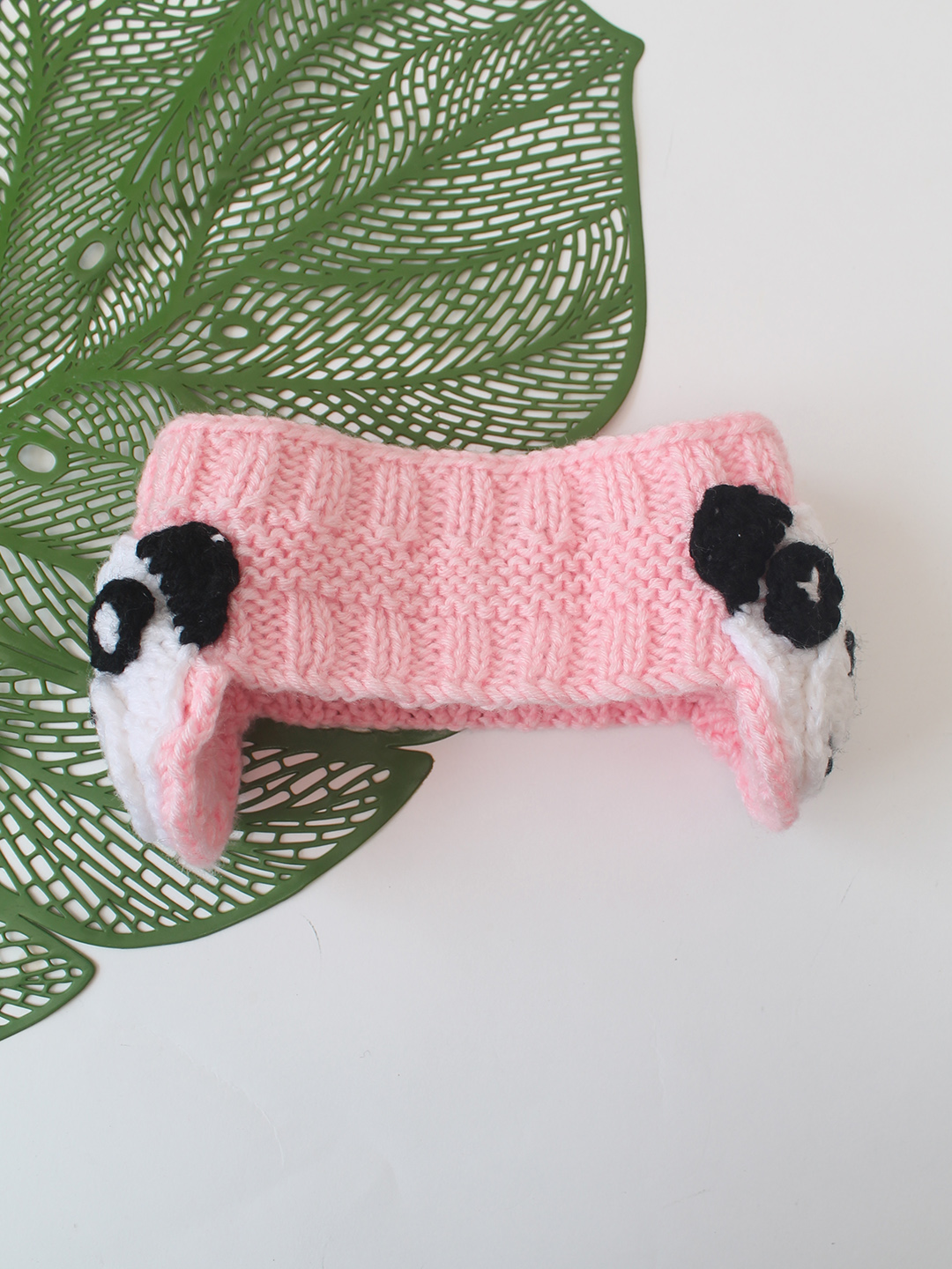 Woonie Panda Designed Handknitted Headband - Pink