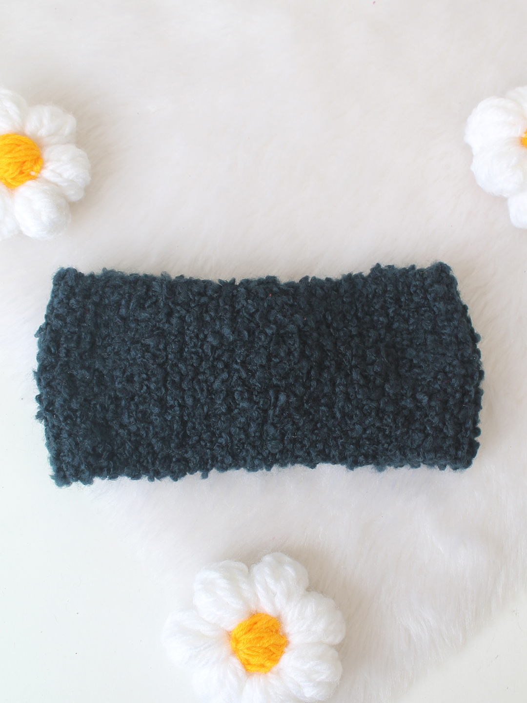 Woonie Twisted Designed Hand Knitted Headband - Navy Blue