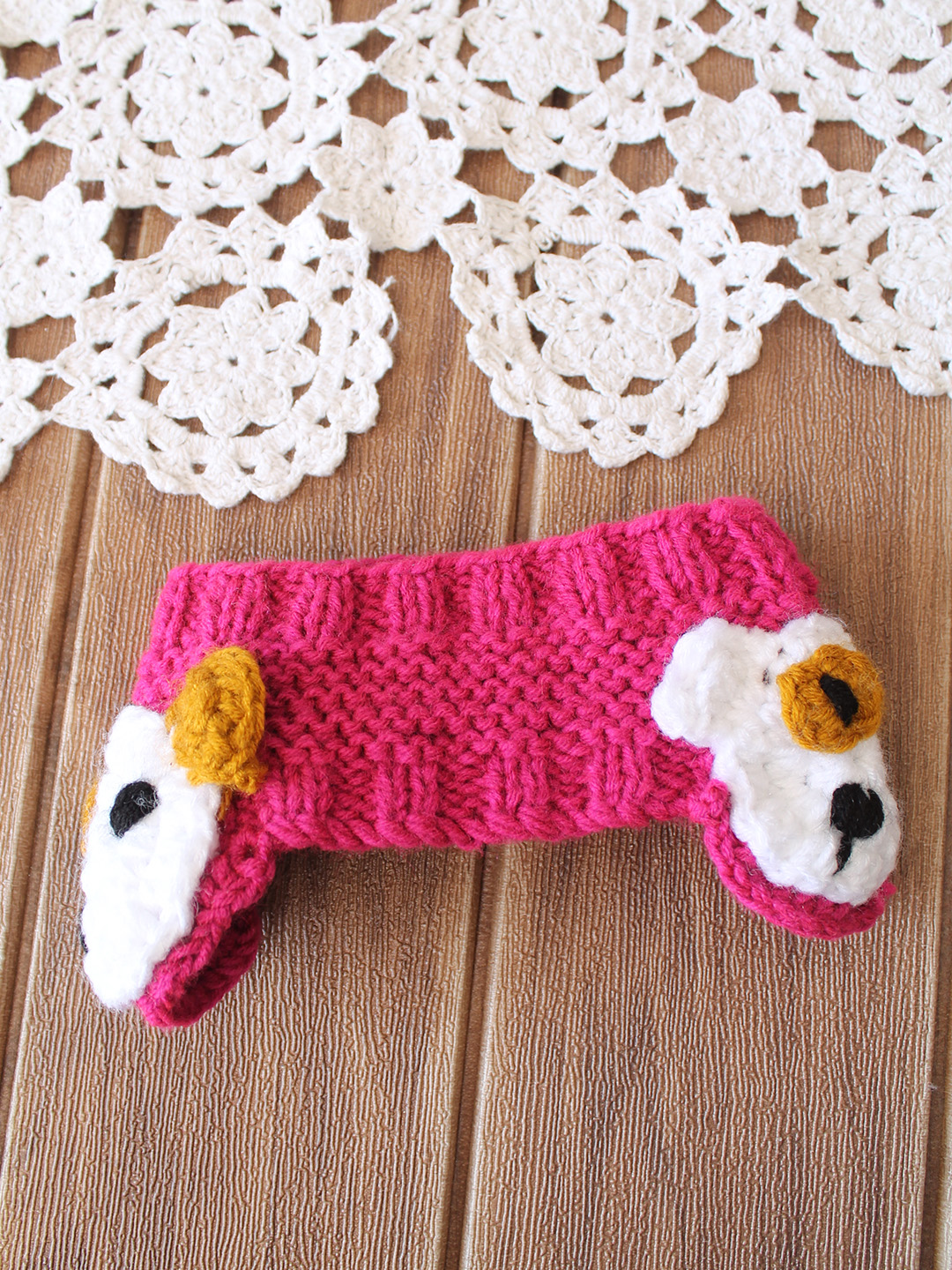 Woonie Bear Designed Handknitted Headband - Pink