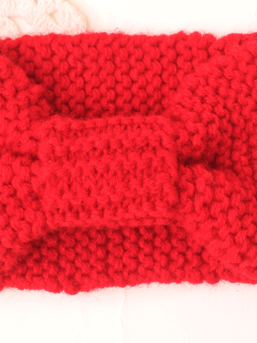 Woonie Handknitted Bow or Knot Detailed Headband - Red