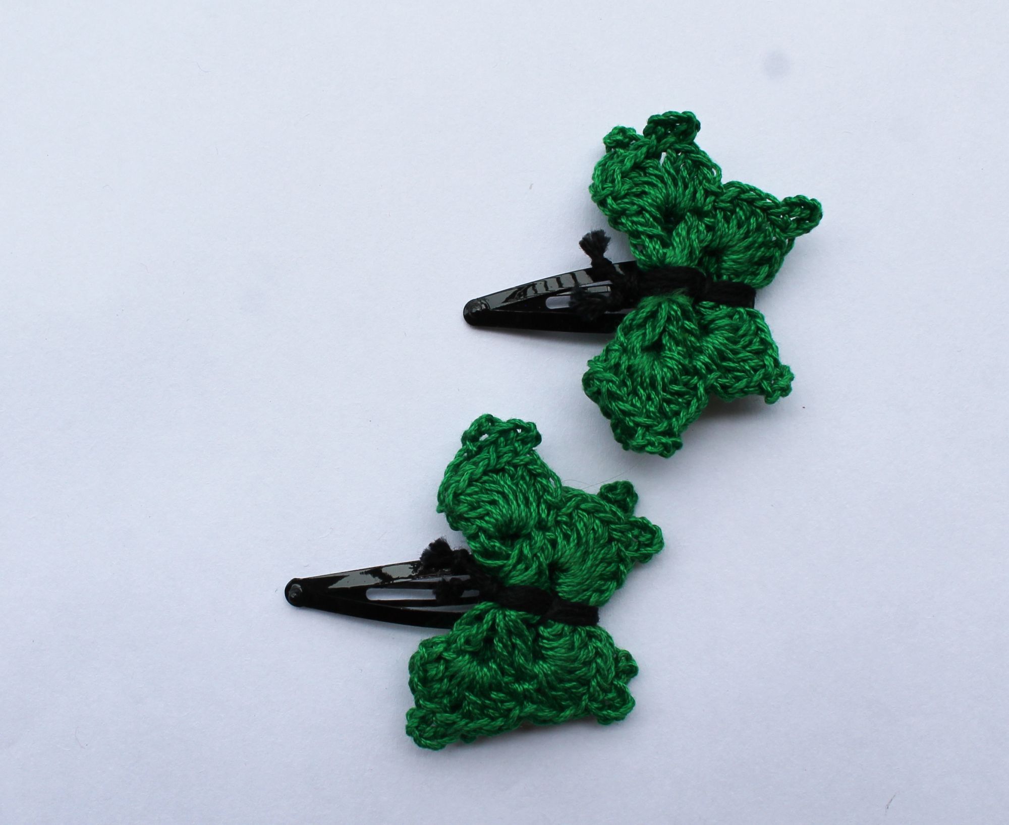 Handmade Crochet Butterfly Tic Tac Hair Pins for Girls - Green Woonie